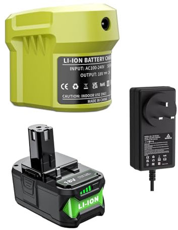 5500mAh P108 Replacement Battery and Charger 18V for Ryobi One Battery Compatible with RB18L50 RB18L40 RB18L25 RB18L15 RB18L13 P102 P103 P104 P105 P106 P107 P109 with LED Indicator