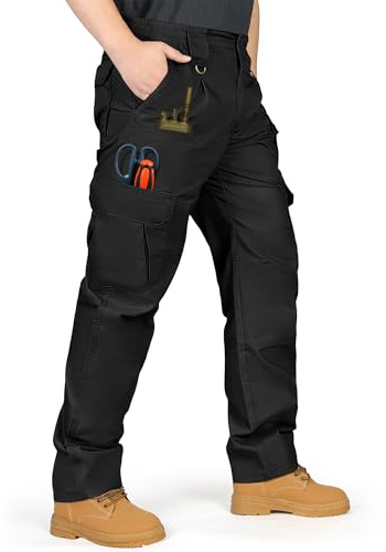 IGOLUMON Pantalon Cargo Homme Pantalon de Travail avec Multipoche Pantalons de Loisirs Vêtements de Sécurité Pantalons Ceinture Élastique