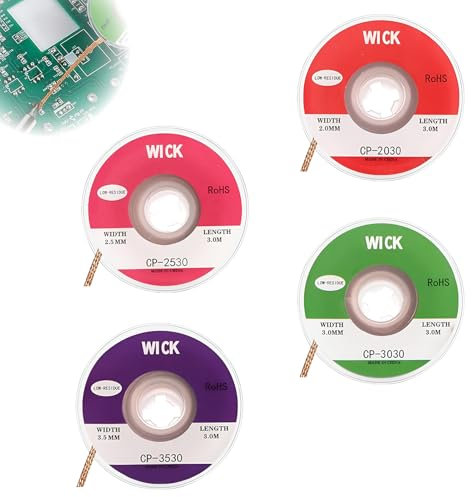 4 Stück Entlötlitze,Lötlitze,Solder Wick,Kupfer Entlötdraht No-Clean Entlötlitze 2mm 2.5mm 3mm 3.5mm Entfernen Des Lötzinns Zum Zerlegen Elektrischer Komponenten