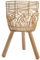 Heidouse Rattan Plant Stand, Bamboo Woven Wicker Plant Stand on Wooden Standing Legs, Rustic Indoor Rattan Basket Flower Pot for Home Balcony Decor