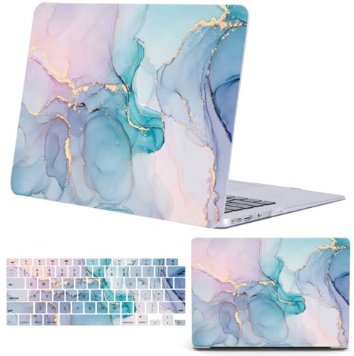 FFBOFFC Hülle für MacBook Air 13 Zoll 2020 2019 2018 Modell A2337 A2179 A1932 M1 Chip mit Retina Display & Touch ID, Lustig Plastik Hartschale & Laptop Tastaturdeckel, Eleganter Farbiger Marmor
