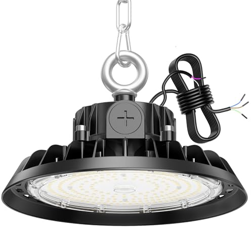 RUISUN UFO LED 100W Werkstattlampe Superhelle Werkstatt Deckenleuchte Dimmbare 60W/80W/100W High Bay Light 17000LM LED Hallenstrahle Treiber 4000K IP65 Industriestrahler 120° für Fabriken, Lager