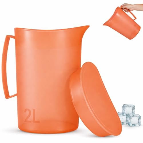 Premium Plastic Water Jug 2L – BPA Free, Multifunctional for Celebrations and Outdoor Activities, Plastic Water Jug Translucent Orange