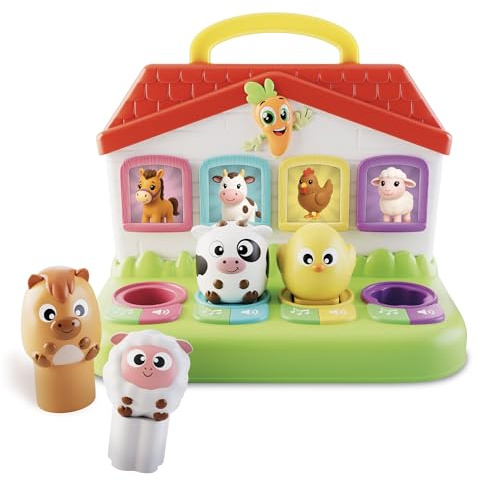 Lisciani - Carotina Baby - Country Animals - Elektronisches Lernspiel für Babys ab 10 Monaten - Bauernhoftiere - Geräusche und Melodien - Leuchtfenster mit Spiegeln - Steckspiel