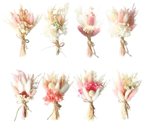 Mini Bouquet Fleurs Séchées, 8 Bouquet Fleurs Séchées Naturelles Bohème