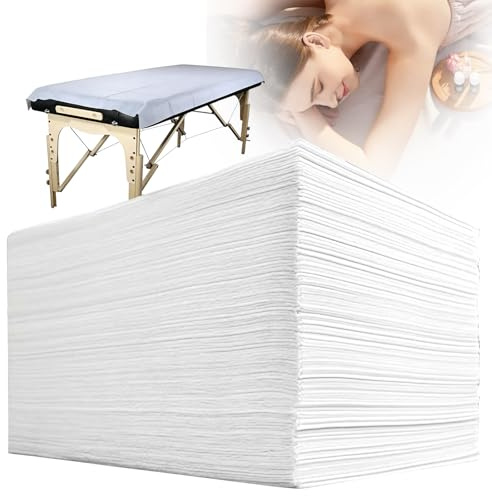 100 Stück Massagetisch Bettlaken,180x80CM Bettlaken Aus Vliesstoff,Spannbezug Massage-Spa-Bettlaken,Spannlaken Massageliegen Bettlaken Für Spa,Kosmetik,Tische,Massage,Krankenhausbetten,Hotel,Weiß