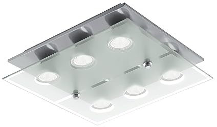 LED Deckenleuchte 3-Step Dimming Dimmbar Gu10 LED Eckig Eglo 75342 Nickel Lampe
