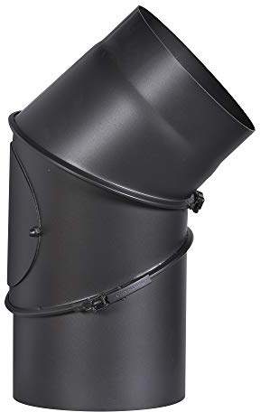FIREFIX R200/B Ofenrohrbogen aus 2 mm starken Stahl (Rauchrohr) in 200 mm Durchmesser, für Kaminöfen und Feuerstellen, Senotherm, schwarz, 0-90 Grad verstellbar, mit Reinigungstür
