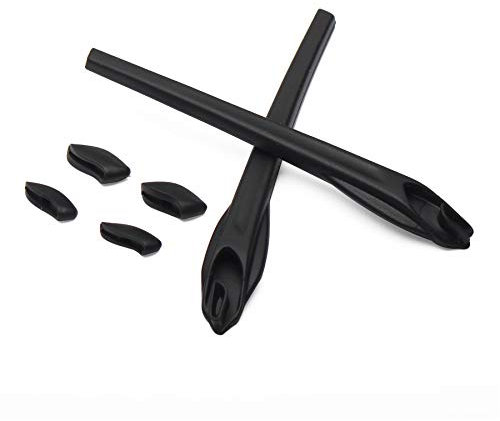 Black Ear Socks and Nose Pads for Oakley Flak 2.0 XL/Flak 2.0 Sunglasses, Black Rubber Kits, One Size