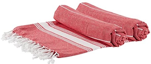 Nicola Spring Turkish Cotton Bath Towels - 170 x 90cm - Red - Pack of 2 - Lightweight & Absorbent Large Adults Drying Beach Towel Bathroom Gym Cloth Sauna Hammam Shower Sheet