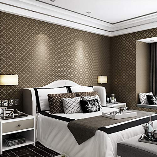 qunxun Vlies Gitter Streifen Tapete Braun Schaum Geprägte Wandverkleidung Tapetenrolle Hintergrund Wand Wohnzimmer Schlafzimmer10m*0.53m