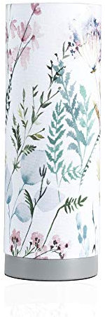 Pauleen 48004 Flowery Romance Tischleuchte max. 20W Tischlampe für E14 Lampen Nachttischlampe Weiß Grün Rosa Blau 230V Stoff/Beton ohne Leuchtmittel