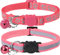 Taglory Reflektierend Katzenhalsband mit Sicherheitsverschluss und Glöckchen, 2-Stück Verstellbar Halsband Katze Kitten, 19-32cm Rosa
