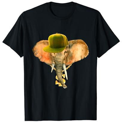 Rapper Elefant mit Cap und Gold Kette Ghetto Hip Hop Kultur T-Shirt