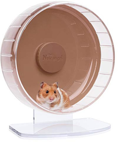 Niteangel Superleise Hamster-Übungsräder: Leise Spinner-Hamster-Laufräder mit verstellbarem Ständer für Hamster, Rennmäuse, Mäuse oder andere Kleintiere (M, Braun)