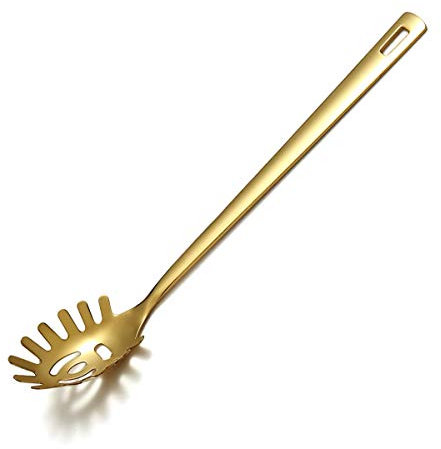 Gold Spaghetti Löffel, Berglander Nudelserver mit Titanvergoldung, Edelstahl Spaghetti Server zum Kochen, Nudelgabel, Nudelgabel, spülmaschinenfest, leicht zu reinigen