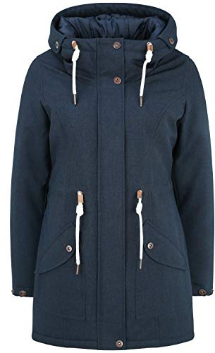 OXMO Melly Damen Übergangsmantel Parka Lange Jacke mit Kapuze, Größe:S, Farbe:Insignia Blue (194010)