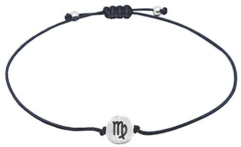 Selfmade Jewelry Armband Damen Silber Sternzeichen Größenverstellbares Makramee Armkettchen Handmade Inkl. Geschenk-Verpackung (Jungfrau)