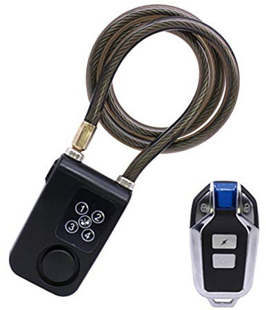 Candado bicicleta,Candado Bici,Candado Universal para Bicicleta, Moto, Mando a Distancia, Cadena de Acero, Alarma, con Mando a Distancia Inalámbrico, Candado Bicicleta Antirrobo Color Negro