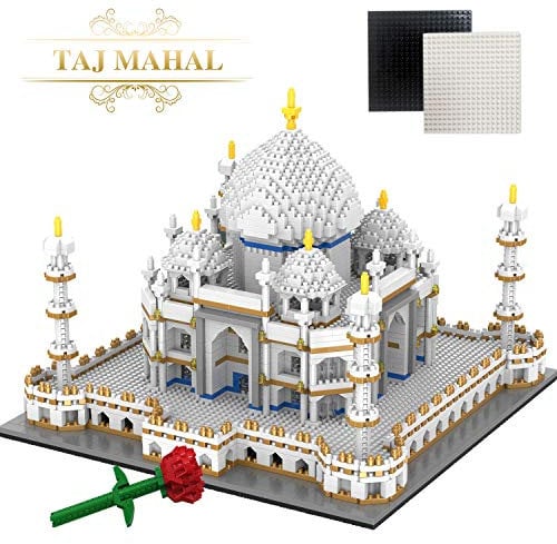 WYSWYG Taj Mahal Architecture, 4146pcs Micro Nano Blocks, 3D Puzzle, Brique de Construction Maquette pour Enfants, Bricolage Adulte, jeux de construiction, Cadeaux (Base Plaques et Rose Bricks Inclus)