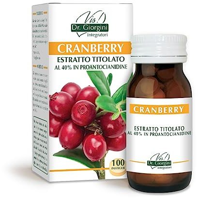 Dr Giorgini CRANBERRY ESTRATTO TITOLATO pastiglie - 50 g (integratore a base di cranberry, titolato al 40% in PROANTOCIANIDINE, utile per la funzionalità delle vie urinarie)