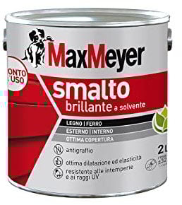 MAXMEYER Smalto a solvente per ferro e legno brillante BIANCO R9010 2 L