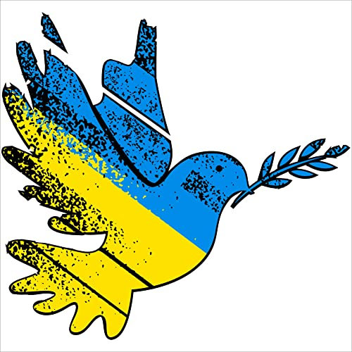 INDIGOS UG Aufkleber - Autoaufkleber - Frieden in Ukraine - 11x10 cm - Friedenstaube - Heckscheibe - Heckscheibenaufkleber - Peace Flagge Wappen Ukraine Shirt Frieden Solidarität