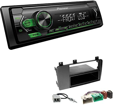 Pioneer MVH-S120UBG 1-DIN Autoradio mit grüner Beleuchtung und USB kompatibel mit Android-Smartphones inkl. Einbauset passend für Volvo V70 2004-2007 schwarz