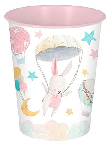 Acan Tradineur - Papelera de plástico Infantil Decorada, Cubo de Basura cilíndrico para Estudio, Dormitorio de niños (Conejita, 25,5 x 21,5 cm, 6 litros)