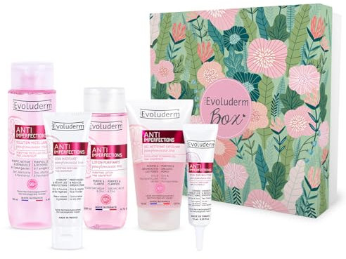 Evoluderm – Coffret Cadeau Femme - Soins Visage - Anti-Imperfections - 5 Produits (Jungle)