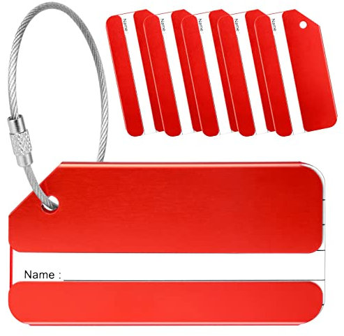 Yizhet Kofferanhänger mit Adressschild, 6 Stück Gepäckanhänger Kofferanhänger Koffer Schild mit Edelstahlkabel für Gepäck Koffer Tasche Handtasche (Rosa)