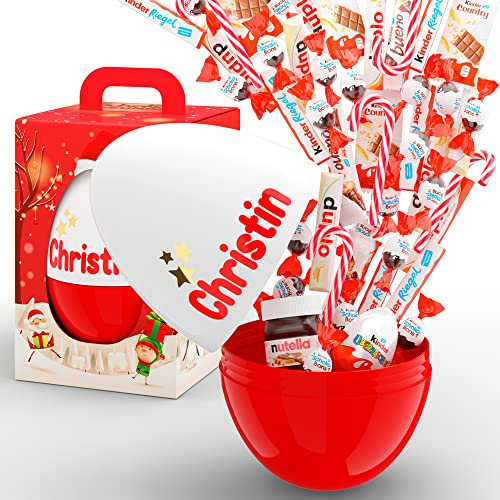 SchokoFreunde Geschenke ® personalisierte Box für Weihnachten mit Namen | Besonderes Schokolade Geschenk mit kinder Schokolade Mix | XXL Schokoladenbox Geschenkidee für Kinder, Frauen, Männer