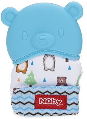 Nuby Happy Hands Silicone Teething Mitten - Baby Teething Toy - 3+ Months - Bear