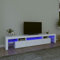ZEYUAN Mueble de TV Con Luces LED Blanco 215x36,5x40 cm, Moderno Para Salón y Comedor, Mesa de Televisión 3152794