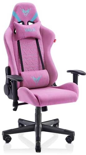 VALK Nyx Gaming-Stuhl aus atmungsaktivem Stoff, Gamer-Stuhl, 160 ° neigbar, 2D-Armlehne, ergonomisch, Schreibtischstuhl, Bürostuhl (Rosa Topas)