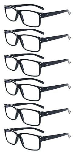 ZONLON 6 Pack Reading Glasses for Men Women Blue Light Blocking Lightweight Black Computer Readers with Spring Hinges