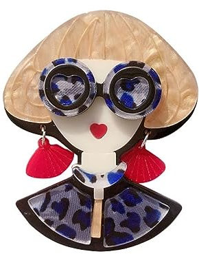 YAHOYA Mignon Ethnique Style Lunettes Fille Broche Dessin Animé Acrylique Pin Femmes Costume Accessoires Badge Bijoux Niche Design Broches