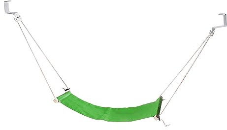 PATIKIL Fuß Hängematte Unter Schreibtisch Verstellbare Fußstütze Riemen mit Haken Tragbare Arbeitsplatz Fußablage für Flugzeug Reisen Haus Büro Grün Stil 1