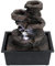 LQSSA Fontaine d'eau de Jardin intérieure/extérieure Fontaine d'eau extérieure Fontaine d'eau de Jardin en Ardoise réaliste Fontaine à LED extérieure Cascade Pompe électrique pour terrasse,