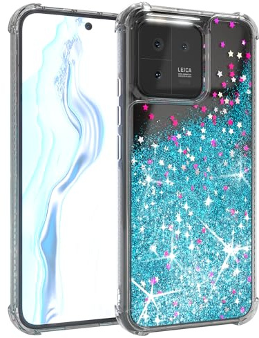 EAZY CASE - Glitzer Hülle - kompatibel mit Xiaomi 13 Silikon Hülle, stoßfestes Abdeckung, Hülle, Innenschutz, Displayschutz, Kameraschutz, Schocksichere Schutzhülle in Glitter Blau