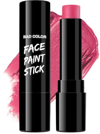 BADCOLOR Pink Face Body Paint Stick, Cream Blendable Full Coverage Eye Black Facepaints for Adult Children, Professional Hypoallergenic Face Painting Kit for Halloween Special Effects Cosplay Party