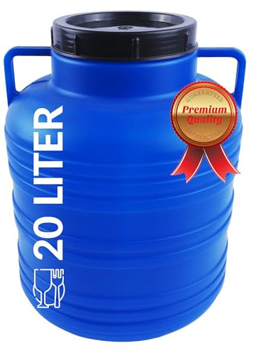 BAUSTER® Plastikfass 20L Weithals, HDPE-Kunststofffass mit Deckel, Mehrzweckdeckel, Kunststoff, Universal Wasserfass, Fass für Honig und andere flüssige und lose Stoffe