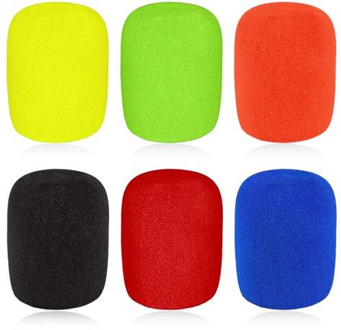 Mikrofonabdeckung, 6 Stück, bunte Mikrofonabdeckungen, wiederverwendbare Schaumstoff-Mikrofonabdeckung, waschbarer Mikrofon-Windschutz für die meisten Handmikrofone (6 Farben)