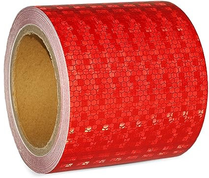 XFXIA Reflektierendes Klebeband Rot 10 cm x 20 m wasserdicht reflektierendes Klebeband selbstklebendes Warnband Sicherheitsband prägnantes Warnband für Fahrzeuge Autos Anhänger Outdoor