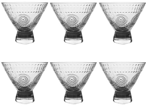 Bafnsiji Set di Ciotole per Dessert in Vetro, Ciotole per Gelato con Piedi, 6 Pezzi, Classico