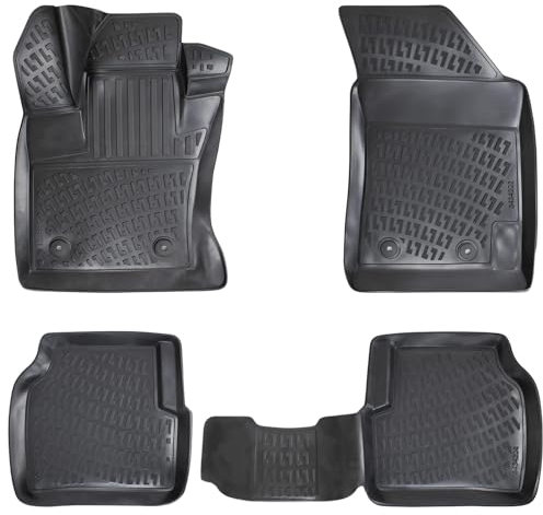 Rizline Passgenau 3D Fussmatten kompatibel mit Jeep Compass 2. Gen. ab 2017 Passgenau Fussmatten Auto Zubehör 1. Und 2. Reihe TPE Allwetter Geruchlos rutschfest Vorne und Hinten