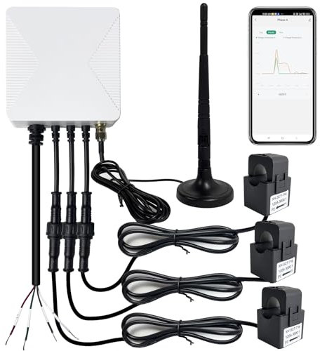 Energy Monitor with 3 * 120A Clamp, 1/3 Phase, Home Power Monitor Real Time Electricity Monitor/Meter, WIFi Meter Solar/Net Metering, Home Energy Automation and Control