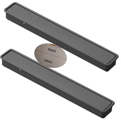 ZYFH8992 2Pcs Tiretti nascoste in Lega di alluminio Maniglia ribaltabile Pomello per cassetti tirettiera incasso per porta scorrevoli a scomparsa Maniglione Armadio invisibile Cucina (165mm,Grigio)