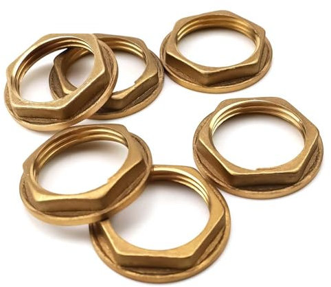 0XBIT 3/4 Zoll Flansch Sechskantmutter, 6 Stück Kontermutter mit Flansch, Messing Wasserhahn Sanitär Fitting Mutter, für Badezimmer Waschbecken Wasserhähne Sanitär Armaturen