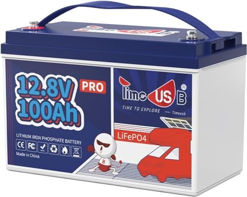 Timeusb Batteria Litio 12V 100Ah,1280Wh Batteria LiFePO4 con 100A BMS,15000 Cicli Profond,Batteria al Litio 12 V per Fotovoltaico Camper Solare Marina Off-grid